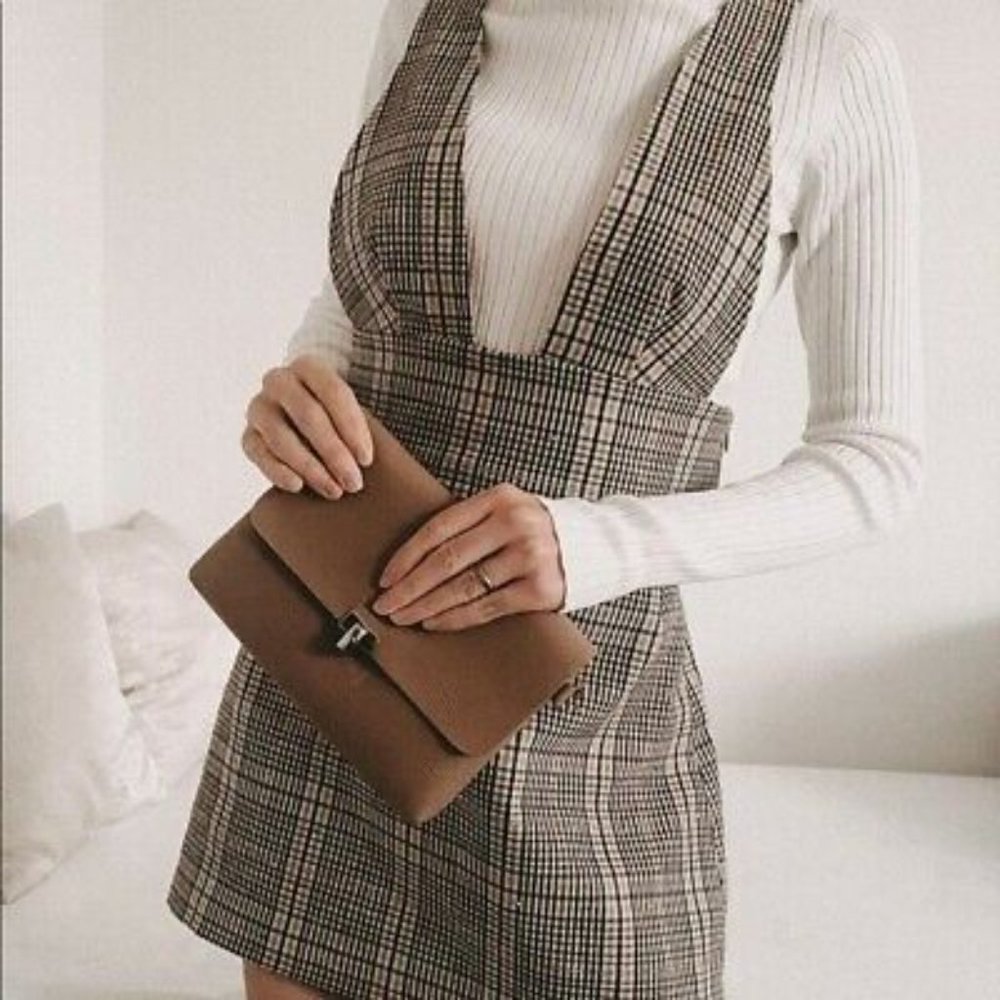 Zara Plaid Pinafore Dress NWT